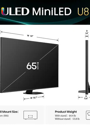 Hisense - 65" | Class U8 Series Mini LED QLED UHD | 4K HDR Smart Google TV (2025)