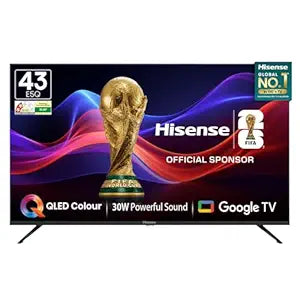 Hisense 108 cm (43 Inches) HD Ready Smart QLED Google TV | HDR10, 30W Powerful Speakers, Dolby Audio | Super Bright Panel | Google Assistant & Chromecast Built-in | Voice Control | 43E5Q (Black)