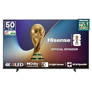 Hisense 126 cm (50 Inches) 4K Ultra HD Smart QLED TV | Dolby Vision Atmos, HDR10+, Dolby Audio | AI 4K Upscaler | ALLM | MEMC | HDR 10+Decoding | Voice Control | VIDAA OS | 50E7Q (Black)