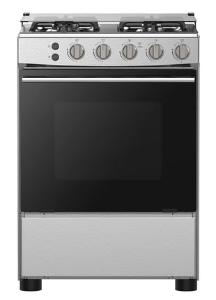Hisense HFG60121X 60 cm Freestanding Gas Cooker, 4 Gas Burners with Flame Failure Device, Cast Iron Pan Support, Stainless Steel, 1 Year Warranty