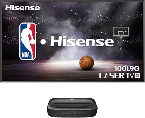 Hisense 100L9G  | Laser TV Triple-Laser Ultra Short Throw Projector with 100" | ALR Screen, 4K UHD, 3000 Lumens, Dolby Vision, Android TV - Black
