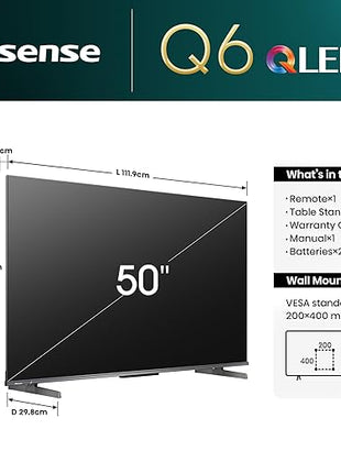 Hisense 126 cm (50 inches) | Q6N Series | 4K Ultra HD Smart Google QLED TV (Grey)