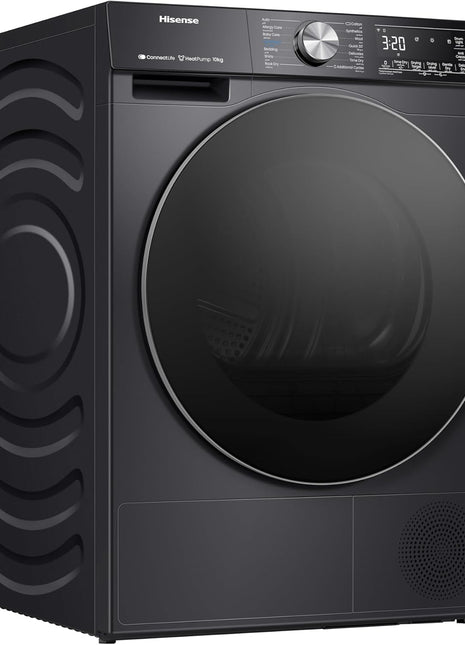 Hisense DH5S102BB 5S Series 10 Kg Heat Pump Dryer with Inverter Motor | Smart WiFi, AI Super Dry Technology | Smart Energy Monitoring, 17 Programs | Charcoal Black