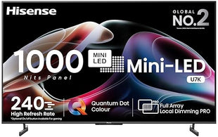 Hisense 139 cm (55 inches) | 4K Ultra HD Smart Mini LED QLED TV 55U7K (Black)