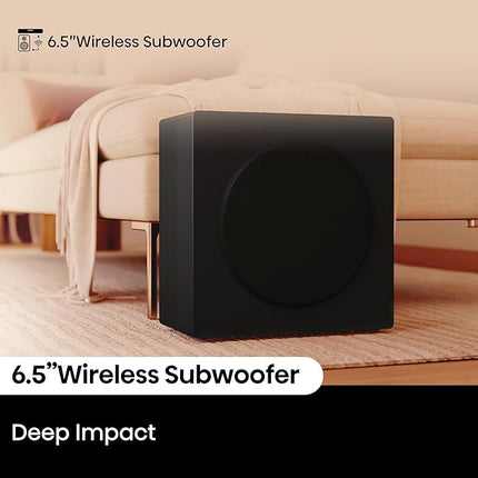 Hisense HS3100-3.1 Channel 480W Soundbar with 6.5 inch Wireless Subwoofer, 3 Full-Range Speakers, 2 tweeters, 480W Max Audio Power, 5.3 Wireless Bluetooth, Powered by DTS Virtual:X, Roku TV Ready