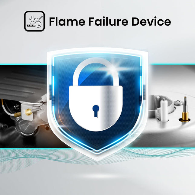 Hisense HFG60121X 60 cm Freestanding Gas Cooker, 4 Gas Burners with Flame Failure Device, Cast Iron Pan Support, Stainless Steel, 1 Year Warranty