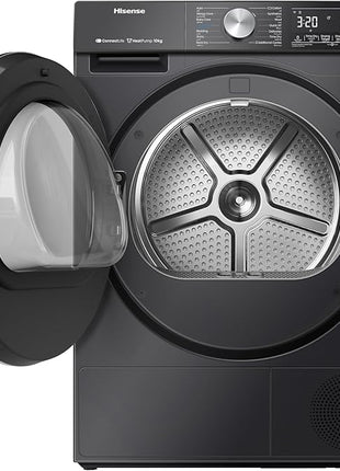 Hisense DH5S102BB 5S Series 10 Kg Heat Pump Dryer with Inverter Motor | Smart WiFi, AI Super Dry Technology | Smart Energy Monitoring, 17 Programs | Charcoal Black