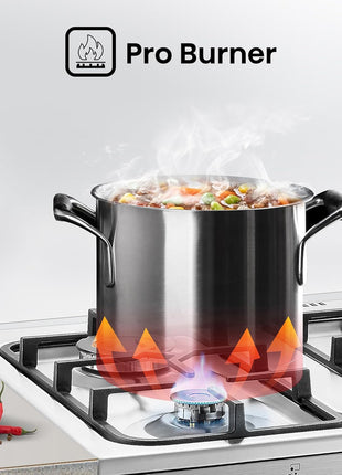 Hisense HFG60121X 60 cm Freestanding Gas Cooker, 4 Gas Burners with Flame Failure Device, Cast Iron Pan Support, Stainless Steel, 1 Year Warranty