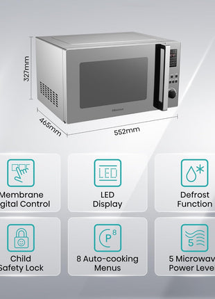 Hisense 45 Liter Microwave with Grill Preimum Silver Model H45MOM | 1 Year Warranty.