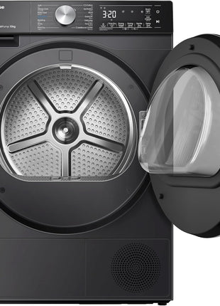 Hisense DH5S102BB 5S Series 10 Kg Heat Pump Dryer with Inverter Motor | Smart WiFi, AI Super Dry Technology | Smart Energy Monitoring, 17 Programs | Charcoal Black
