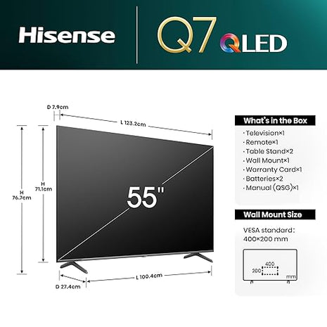 Hisense 139 cm (55 inches) Q7N Series | 4K Ultra HD Smart QLED TV 55Q7N (Dark Grey)