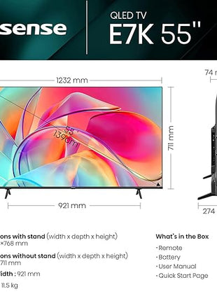 Hisense 139 cm (55 inches) | 4K Ultra HD Smart QLED TV 55E7K (Black)