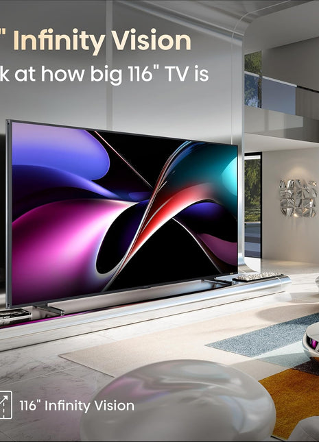 Hisense 253 cm (100 Inches) 4K QLED Mini-LED Smart TV | 1000 NITS Peak Brightness | 165Hz Game Mode | Dolby Vision, Dolby Atmos | 2.1 CH 50W Speakers (Built-in Subwoofer) | VIDAA OS | 100U7Q (Black)