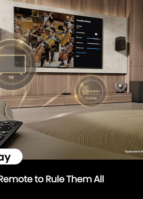 Hisense HT Saturn 4.1.2Ch Sound Bar with Wireless Subwoofer, Dolby Atmos, DTS:X, Bluetooth 5.3, EzPlay| 4K HDMI Pass Through| Roku TV Ready, HDMI/AUX/ARC/Optical | USB, 5 EQ Modes, Hi Concerto