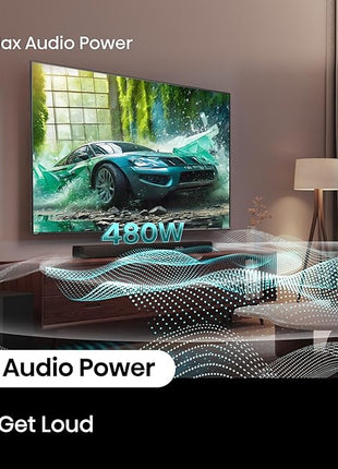 Hisense HS3100-3.1 Channel 480W Soundbar with 6.5 inch Wireless Subwoofer, 3 Full-Range Speakers, 2 tweeters, 480W Max Audio Power, 5.3 Wireless Bluetooth, Powered by DTS Virtual:X, Roku TV Ready