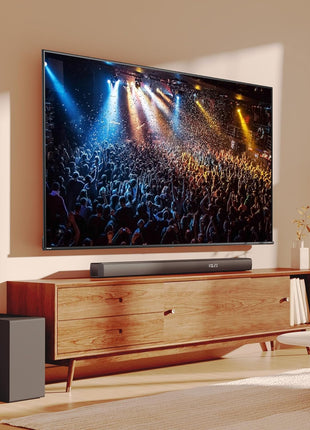 Hisense HS3100-3.1 Channel 480W Soundbar with 6.5 inch Wireless Subwoofer, 3 Full-Range Speakers, 2 tweeters, 480W Max Audio Power, 5.3 Wireless Bluetooth, Powered by DTS Virtual:X, Roku TV Ready