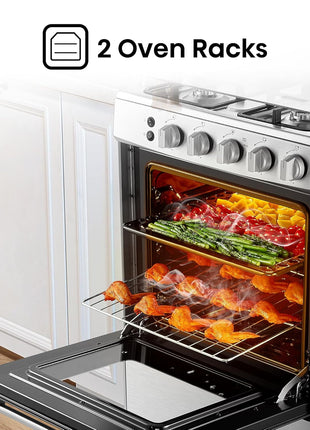 Hisense HFG60121X 60 cm Freestanding Gas Cooker, 4 Gas Burners with Flame Failure Device, Cast Iron Pan Support, Stainless Steel, 1 Year Warranty