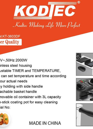 KODTEC ELECTRIC DEEP FRYER 3L – KT-3603DF