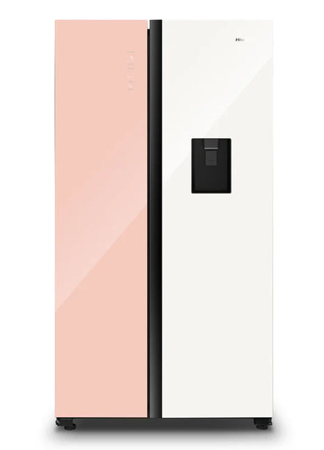 Hisense 508L | Pink & White No Frost Side By Side Fridge + Water Dispenser | Model No: RS3N518NAG