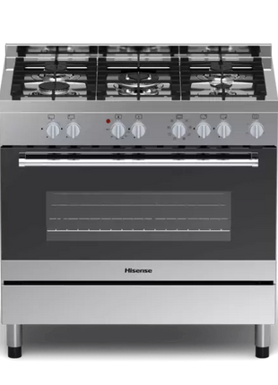 Hisense Free Standing Cooker, 90*60CM, 4 Gas Burners, 2 Electric Burners, Electric Oven, Glass Lid (Model No: HF942GEES)