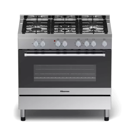 Hisense Free Standing Cooker, 90*60CM, 4 Gas Burners, 2 Electric Burners, Electric Oven, Glass Lid (Model No: HF942GEES)